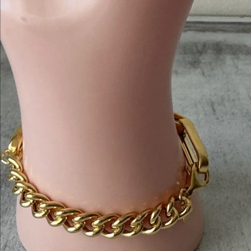Milor Gold Plated 925 Sterling Silver Chain Link Bracelet Italy 7.5in long